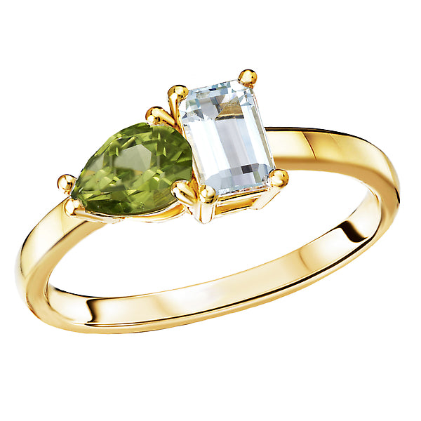 Peridot and Sky Blue Topaz Ring Cut FJ LLC